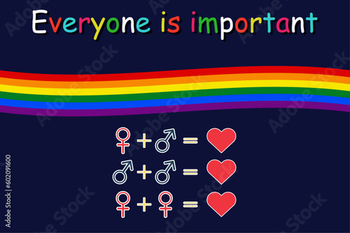everyone is important, regardless of gender, orientation or religion. all people are equal and have equal rights