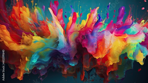 Inspired Design: Vibrant Light Paint Splash and Colourful Drip Pattern 8K Desktop Background Wallpaper: Generative AI