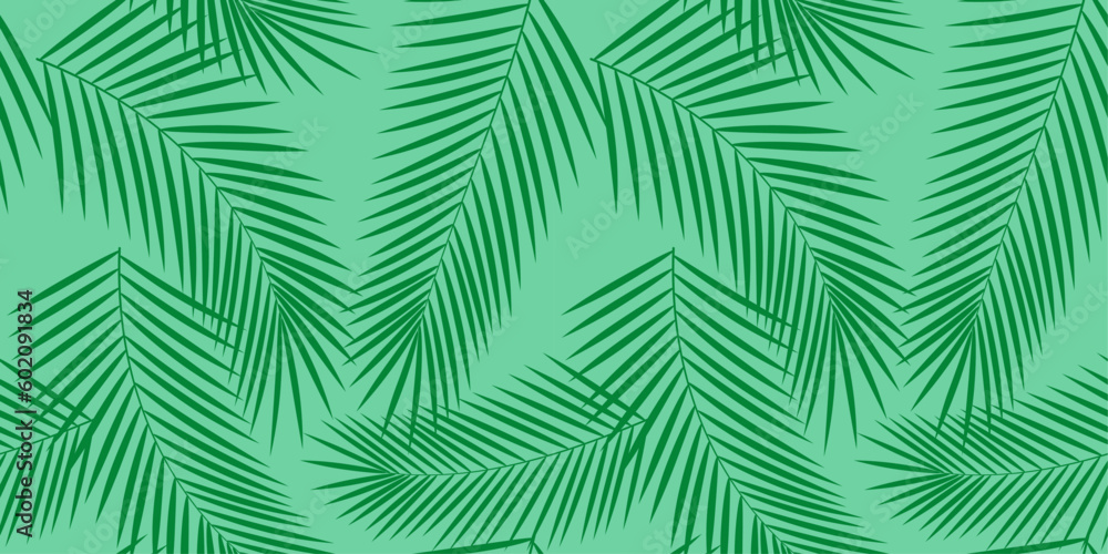 Background, pattern seamless green vector - palm leaves and branches