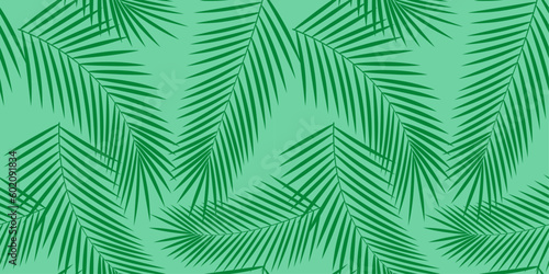 Background, pattern seamless green vector - palm leaves and branches