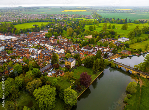 Aerial view of Wallingford, a historic market town and civil parish located between Oxford and Reading on the River Thames in England