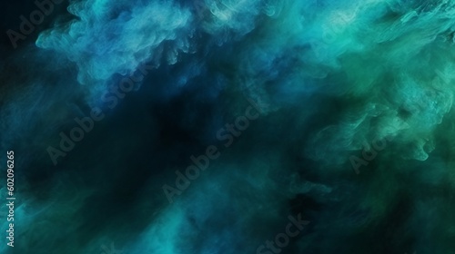 Color Mist: Shiny Blue Green Haze Texture on Dark Abstract Background. Generative AI. © GustavsMD