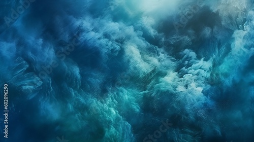 Color mist Abstract Art background: Moody Tones and Reflections in Haze texture Aquamarine and Indigo. Generative AI.