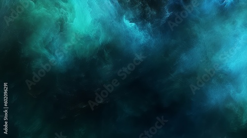 Color Mist: Shiny Blue Green Haze Texture on Dark Abstract Background. Generative AI.