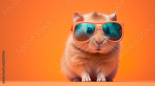 Cool and Comfy  Hamster Rocking Sunglasses. Generative AI