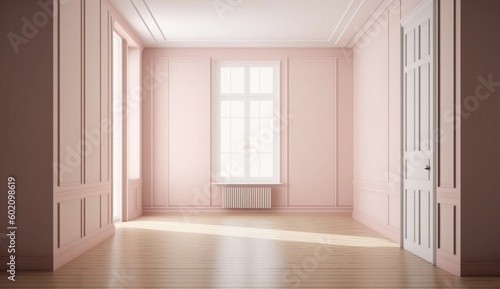 Empty room in a bright clean interior,empty room design.Generative AI.