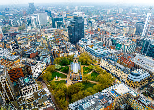 Photos Aerial view of Birmingham, a major city in England’s West Midlands region, with