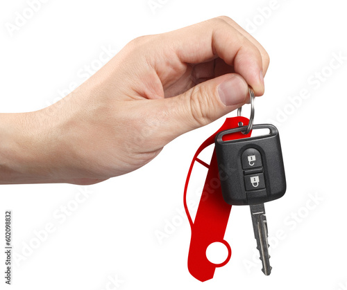 Obraz na płótnie Hand holding a car key, cut out