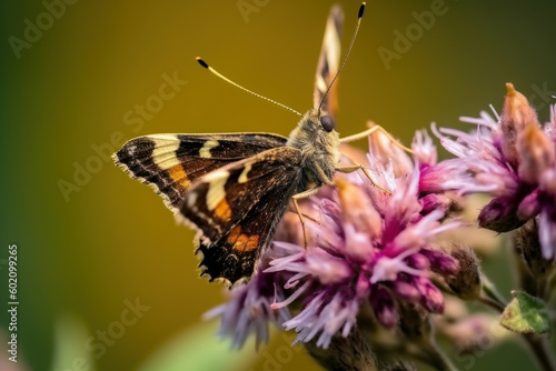 Schmetterling mit Blumenvordergrund