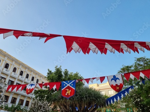Ibiza, Spain; 11th May 2023: Dalt Vila decorated for the Medieval Fair Market in Ibiza, 2023