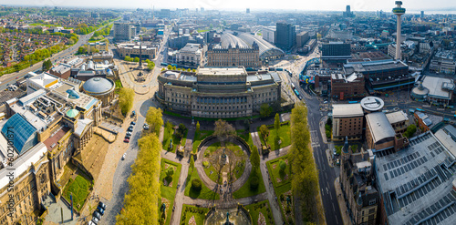 Aerial view of Lime street train station in Liverpool, a maritime city in northwest England