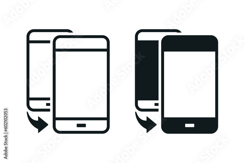 Phone duplicate. Smartphone sharing icon. Illustration vector