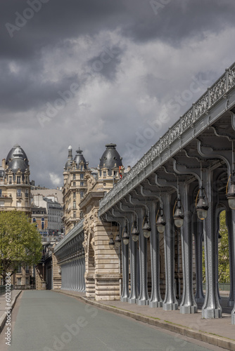 Pont de Bir-Hakeim Paris, France. Famous bridge over the river Seine with classic french architecture buildings in the background.  © Chris