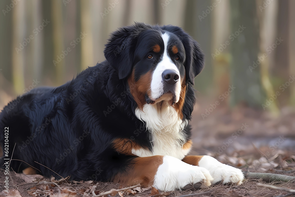 Bernese Mountain Dog - originated in Switzerland, bred as a farm dog, known for their size and loyalty (Generative AI)