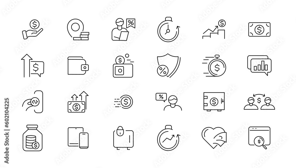 Money and taxes linear icons collection.Money and taxes black icons.Big UI icon set in a flat design. Thin outline icons pack. Vector illustration Money and taxes linear icons collection.Money and taxes black icons.Big UI icon set in a flat design. Thin outline icons pack. Vector illustration