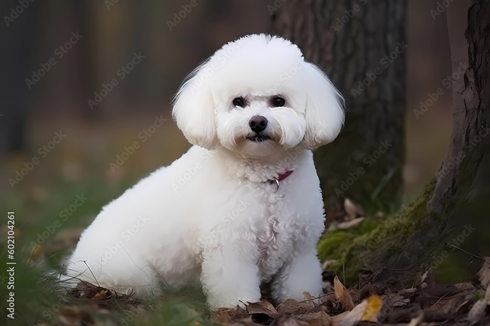 Bichon Frise - originating from France, this small breed is known for its fluffy white coat and friendly demeanor (Generative AI) Bichon Frise - originating from France, this small breed is known for its fluffy white coat and friendly demeanor (Generative AI)