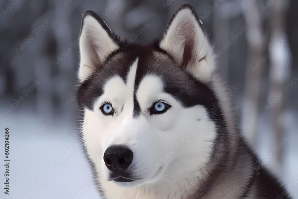 Siberian Husky - originally from Siberia, bred for pulling sleds in harsh climates. Known for their thick fur and high energy levels (Generative AI)
