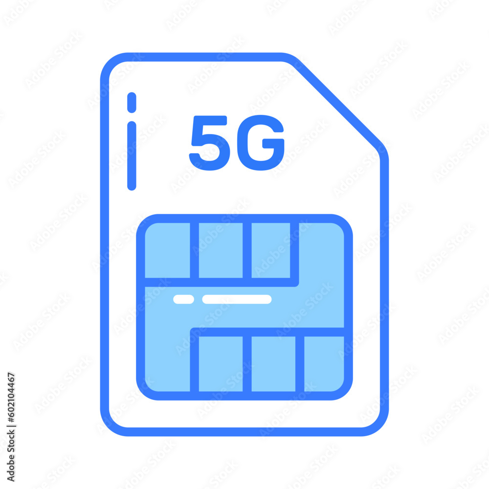 5G technology sim card vector design in modern style, easy to use icon 5G technology sim card vector design in modern style, easy to use icon