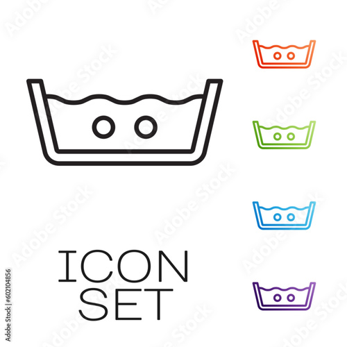 Black line Washing under 40 degrees celsius icon isolated on white background. Temperature wash. Set icons colorful. Vector