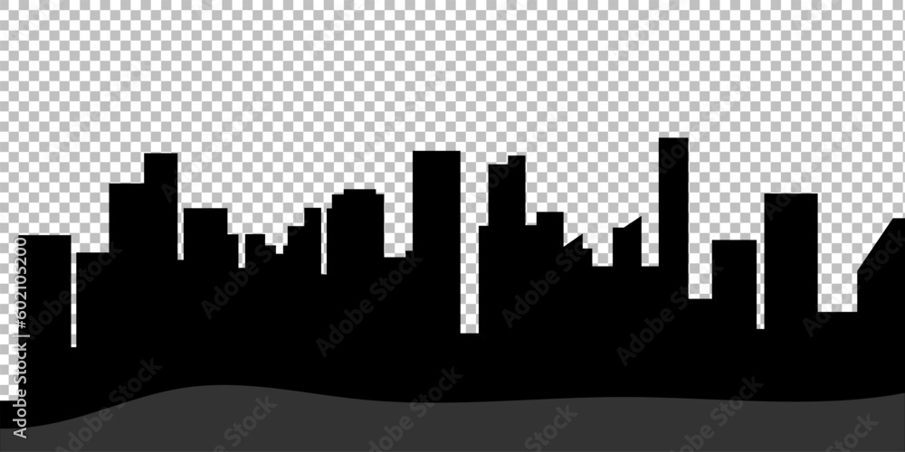 Obraz premium City skyline on transparent background in black colors. Vector Illustration.