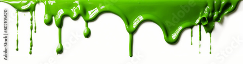Dripping green slime against a white background. Generative ai