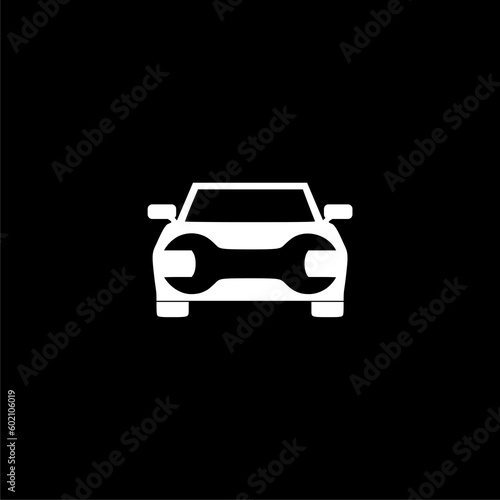 Car service icon isolated on black background.
