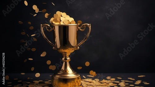 Sports Prize: Golden Cup Filled with Confetti