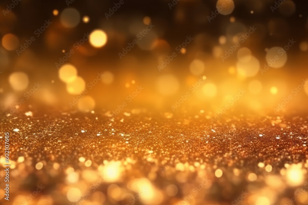 gold abstract blurred boheh lights background. Generative AI