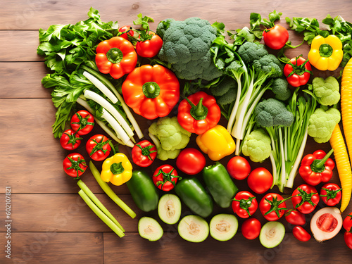 Background or frame image created by placing various vegetables 44