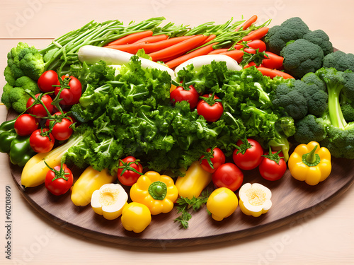 Background or frame image created by placing various vegetables 22
