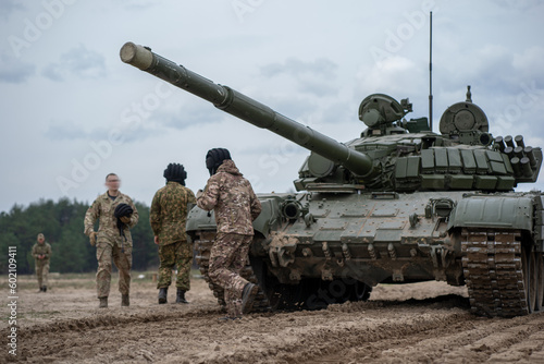 Wallpaper Mural Tanks of the Ukrainian army on the march. Combat training of the Armed Forces of Ukraine in the training  Torontodigital.ca