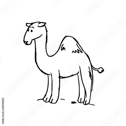 camel cartoon illustration white and black doodle hand drawn web and design icon vector illustration