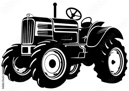 Old tractor illustration isolated on white background
