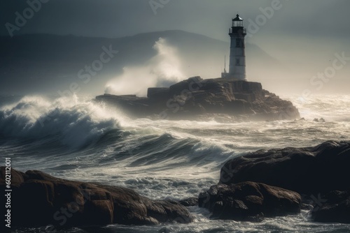 The Majestic Lighthouse: A Guiding Beacon on a Rocky Coastline