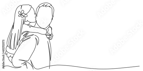 Fathers day line art vector illustration