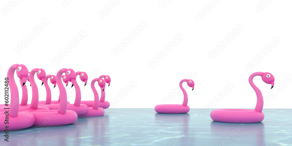 flamingo flamingos tourists summer holidays isolated for background - 3d rendering