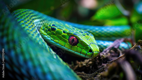 Sri Lankan Green Vine Snake. Generative AI