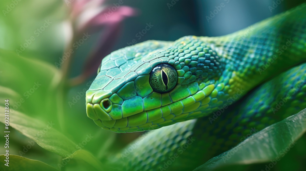 Sri Lankan Green Vine Snake. Generative AI Sri Lankan Green Vine Snake. Generative AI