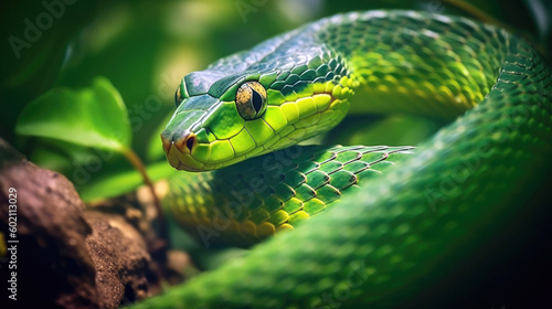 Sri Lankan Green Vine Snake. Generative AI