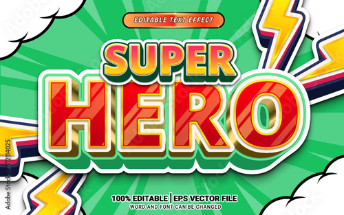 Super hero 3d comics text effect editable template design