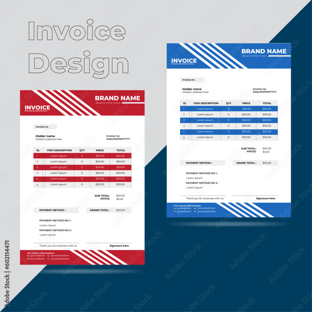 Professional and modern invoice template Stock Vector Adobe Stock Professional and modern invoice template Stock Vector Adobe Stock