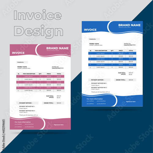 Professional and modern invoice template.