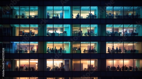 Employees in the office building illustration. Generative AI © Generative Professor