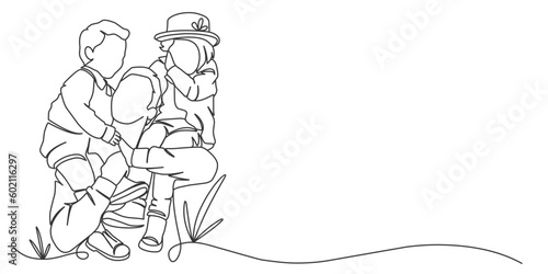 Fathers day line art style vector illustration