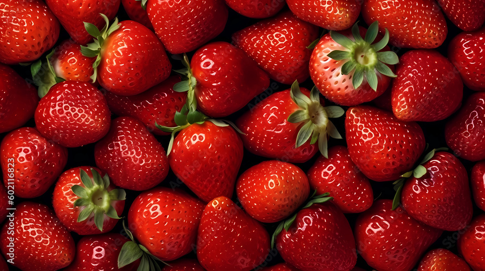 Background image of strawberries, top view.