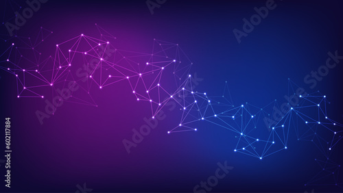 Abstract technology background with connecting the dots and lines. Global network connection, internet technology and digital communication concept
