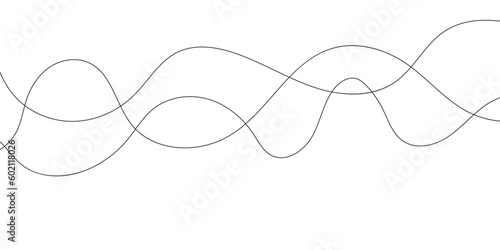Abstract wavy black wavy curved line on transparent background. Abstract wavy thin lines background.