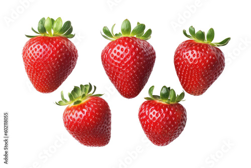 strawberries on a transparent background Generative AI