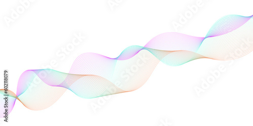 Abstract colorful lines background. Blending gradient colors. Digital frequency track equalizer. Line art. Vector illustration.
