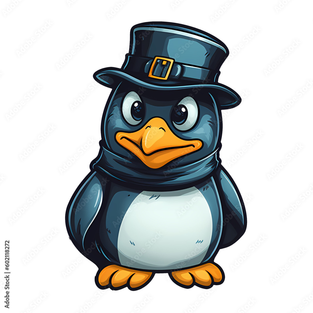 cute cartoon penguin illustration isolated wearing hat Stock Vector ...